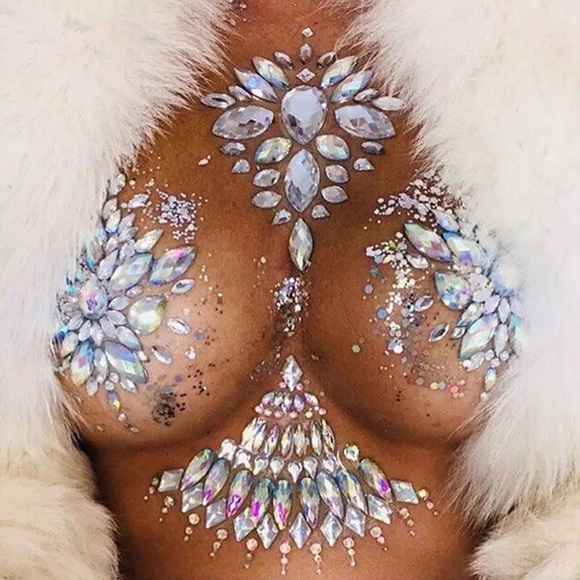 Accessories - 3 Pcs Set Rave Festival Crystal Body Chest Jewels